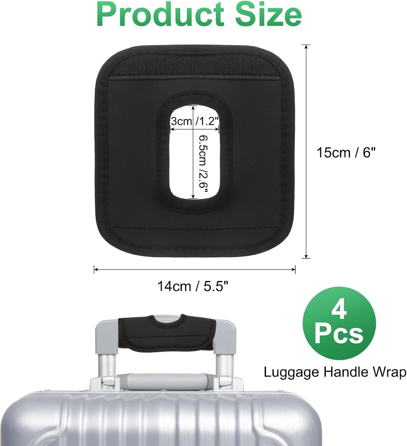 uxcell Luggage Handle Wrap, 4 Pcs Hollow Neoprene Handbag Grip Cover Protector Luggage Identifiers Suitcase Handle Wraps for Luggage Suitcase Travel Bags, Black