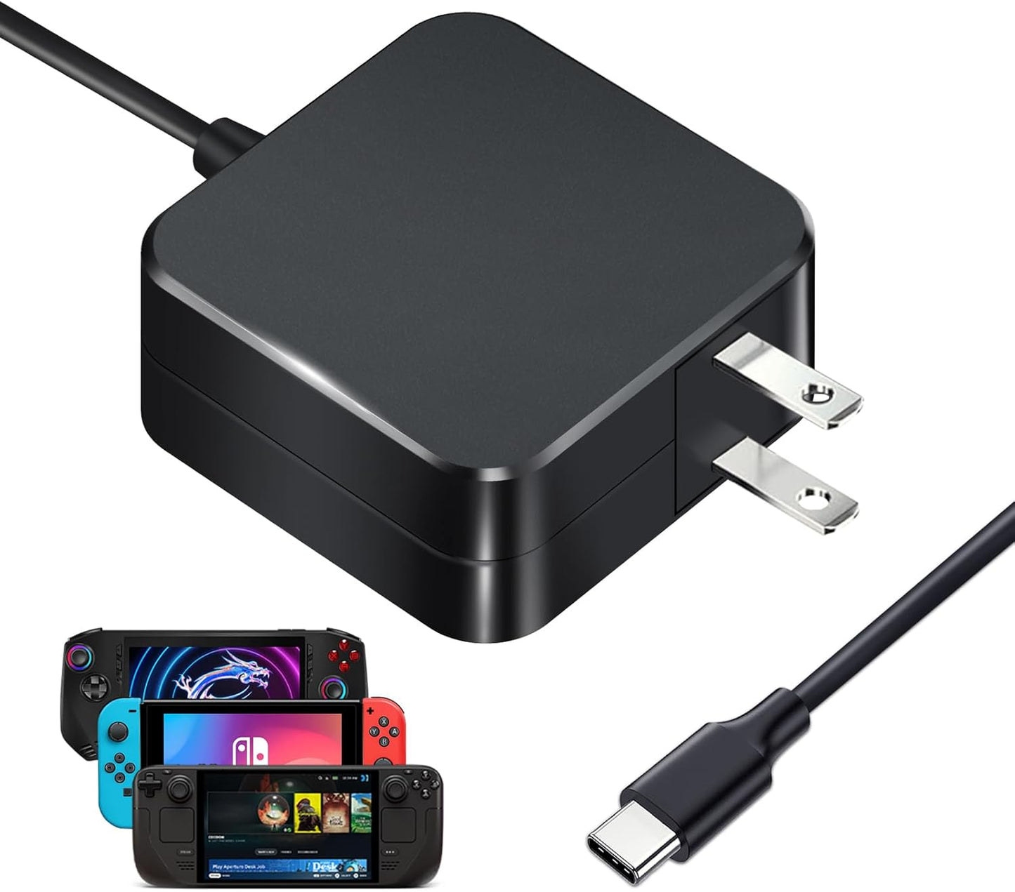 45W USB C Charger for Steam Deck,AC Power Adapter Compatible with Nintendo Switch/Lite/OLED/Switch Dock，iPhone Air/17/16/15,Samsung，Asus Chromebook，PD 3.0 Fast Charging with 5.9FT Type C Cable