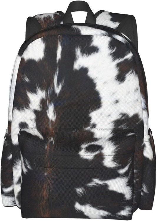 Cow Real Fur Backpack School Bag Lightweight Bookbag Laptop Travel Daypack For Kids Girls Boys Teens