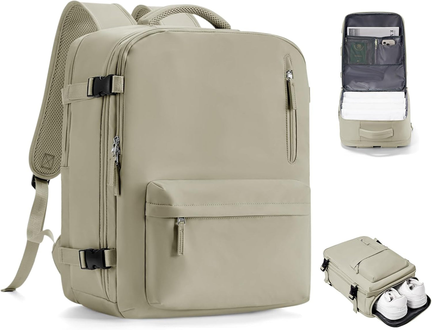 VGCUB Travel Backpack for Women Men for Spirit Airlines Personal Item Bag 18x14x8 Inches Laptop College Backpack,Waterproof Carry on Flight Approved Work Backpack Mochila de Viaje,Large Grey brown