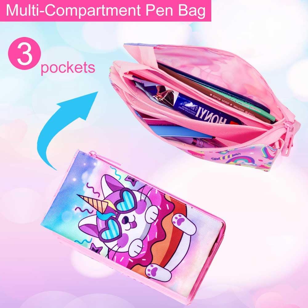 3PCS Girls Backpack, 16" Sequin Prechool Elementary Bookbag and Lunch Box