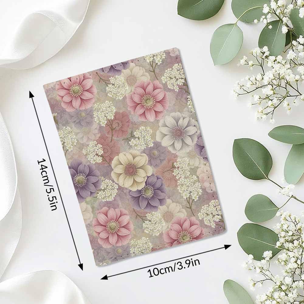 Floral Passport Holder for Travel Romantic Delicate Flowers Hydrangea PU Leather Passport Cover