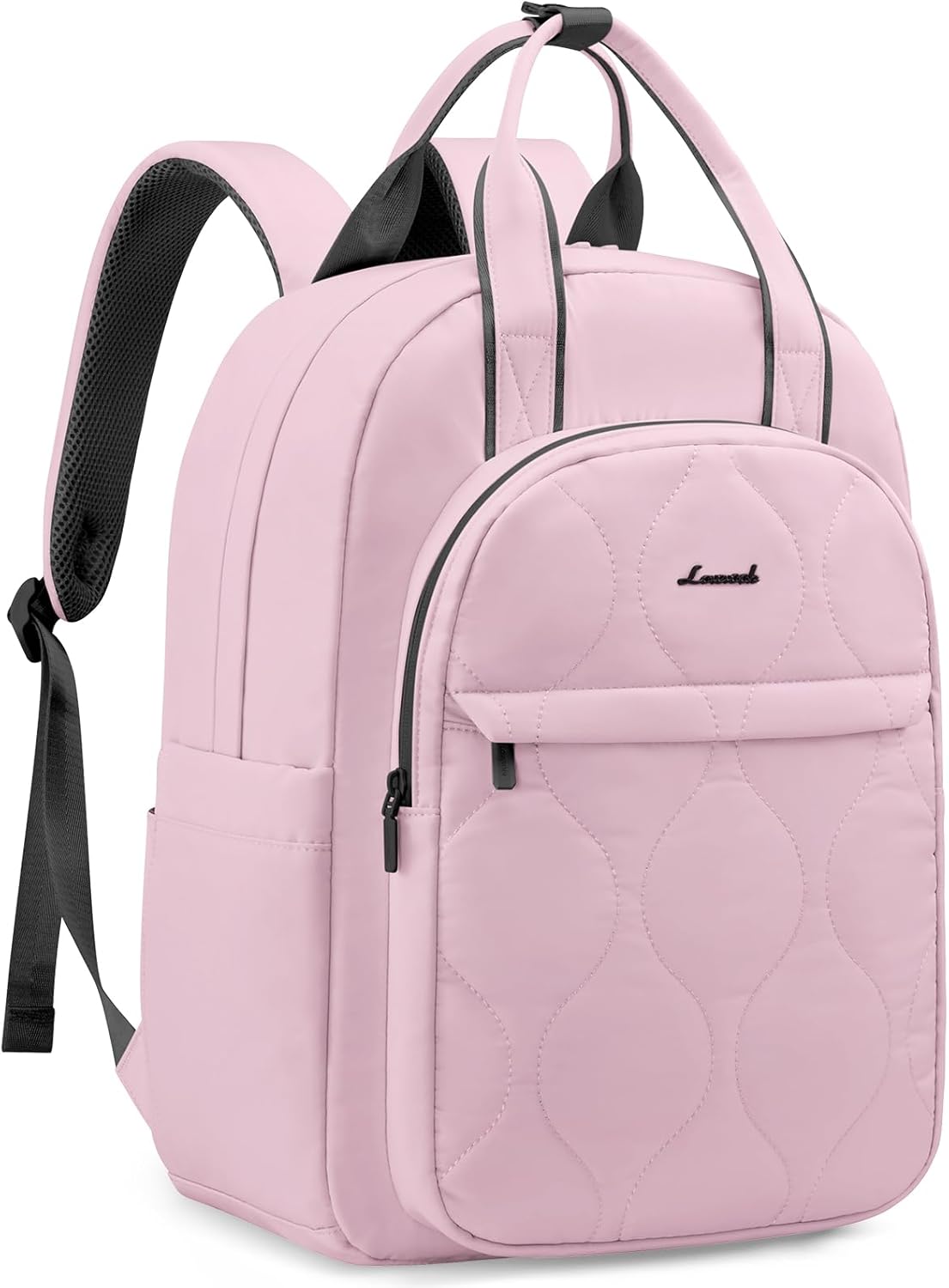 LOVEVOOK Laptop Backpack for Women, College Travel Backpack Puffer Womens Backpack for 15.6 Inch Laptop, Water-Resistant Quilted Casual Daypack, Pink