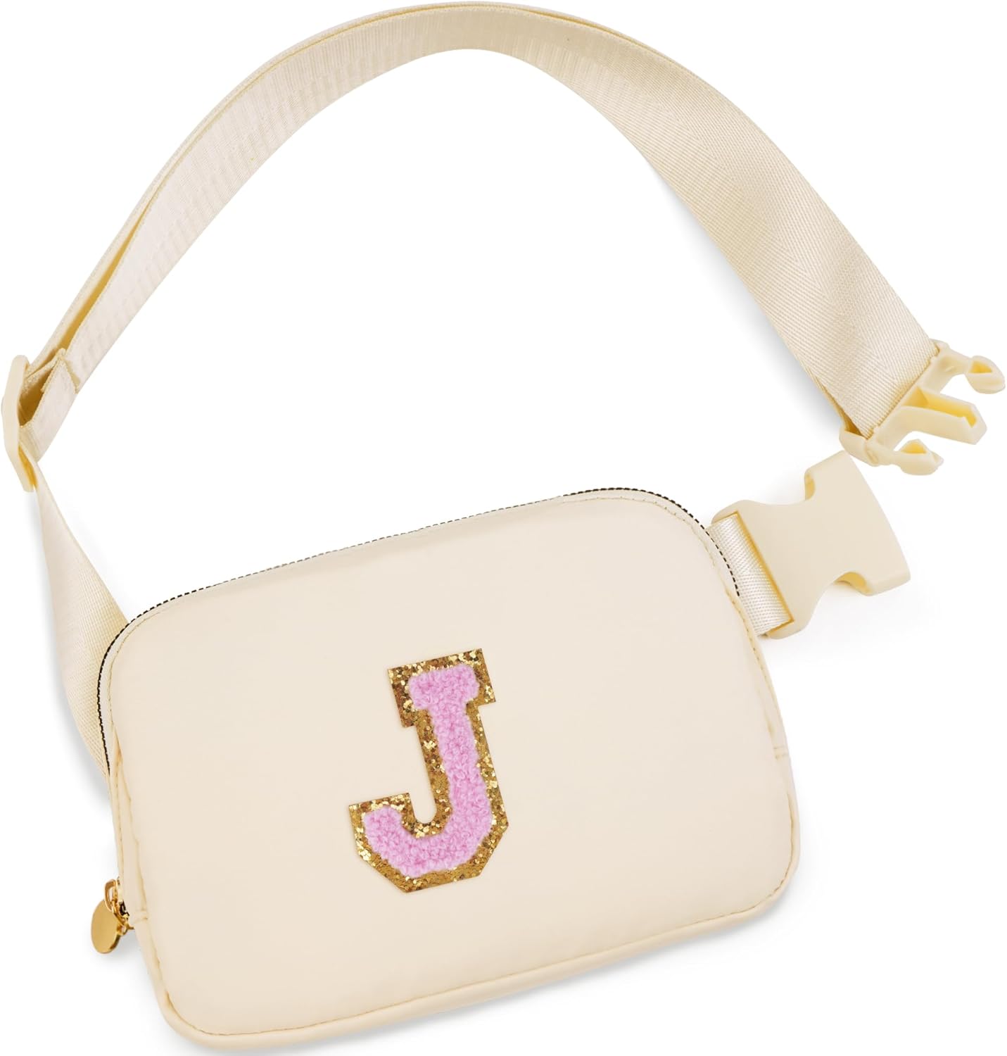 Belt Bag Fanny Pack Crossbody Bags with Initials Letter Patch Cute Stuff Birthday Gifts for Teenager Girls Trendy Stuff for Teens | Khaki,J