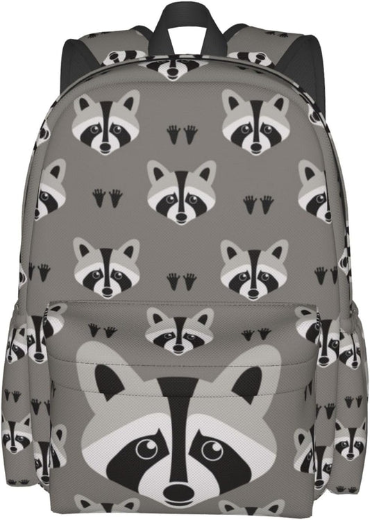 Raccoon Backpack School Bag Lightweight Bookbag Laptop Travel Daypack For Kids Girls Boys Teens