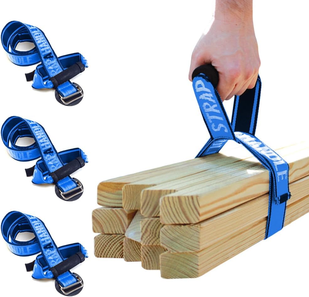 4’ Carry Strap with Handle | 3-Pack | Heavy Duty | Adjustable Belt | Easy, Safe, Secure, Lifting, Moving, Carrying Heavy Boxes | Best Luggage Strap (3pk Strap-A-Handle 4ft. Length, 75lb. Capacity)