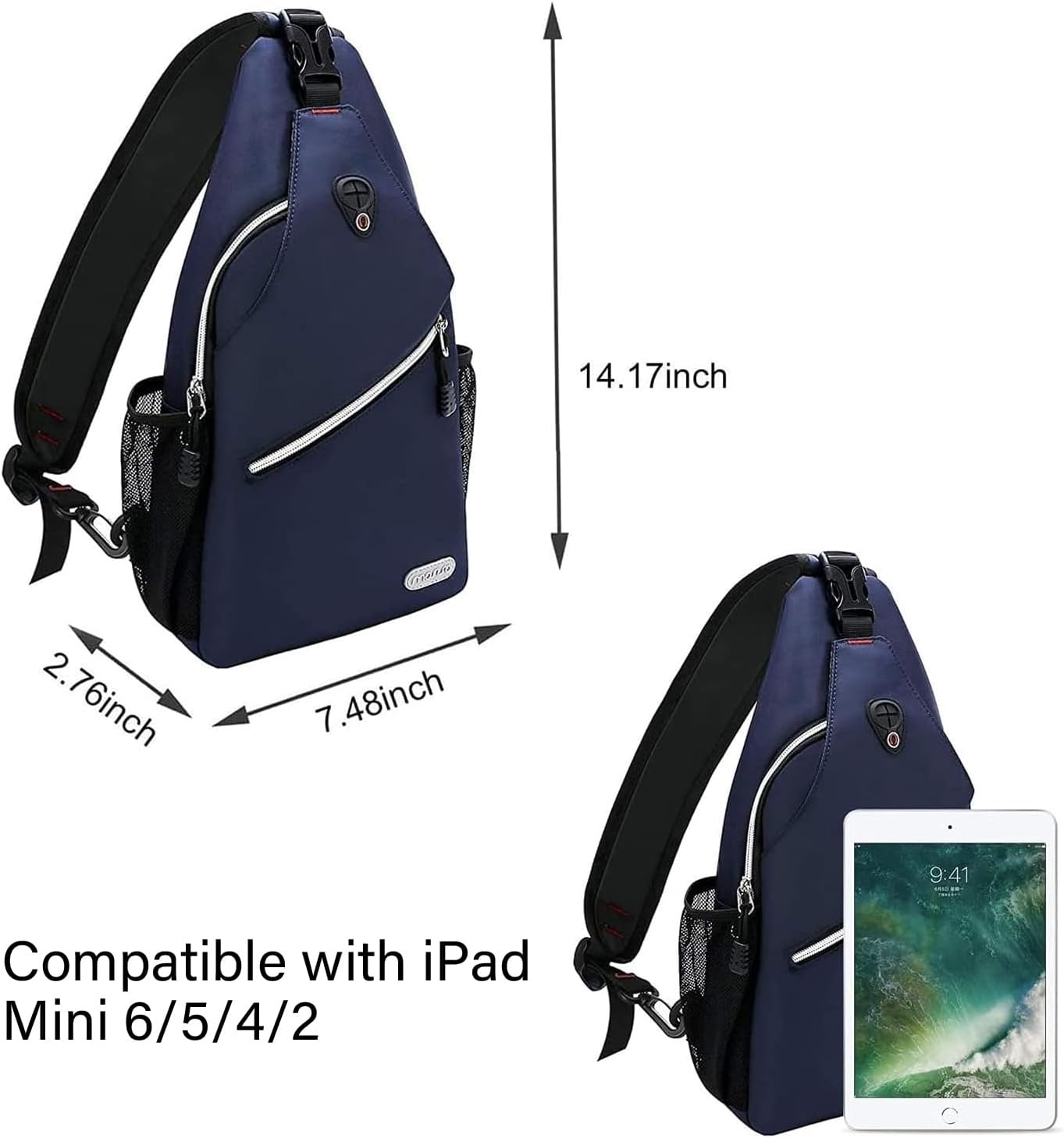 MOSISO Mini Sling Backpack,Small Hiking Daypack Travel Outdoor Casual Sports Bag, Navy Blue