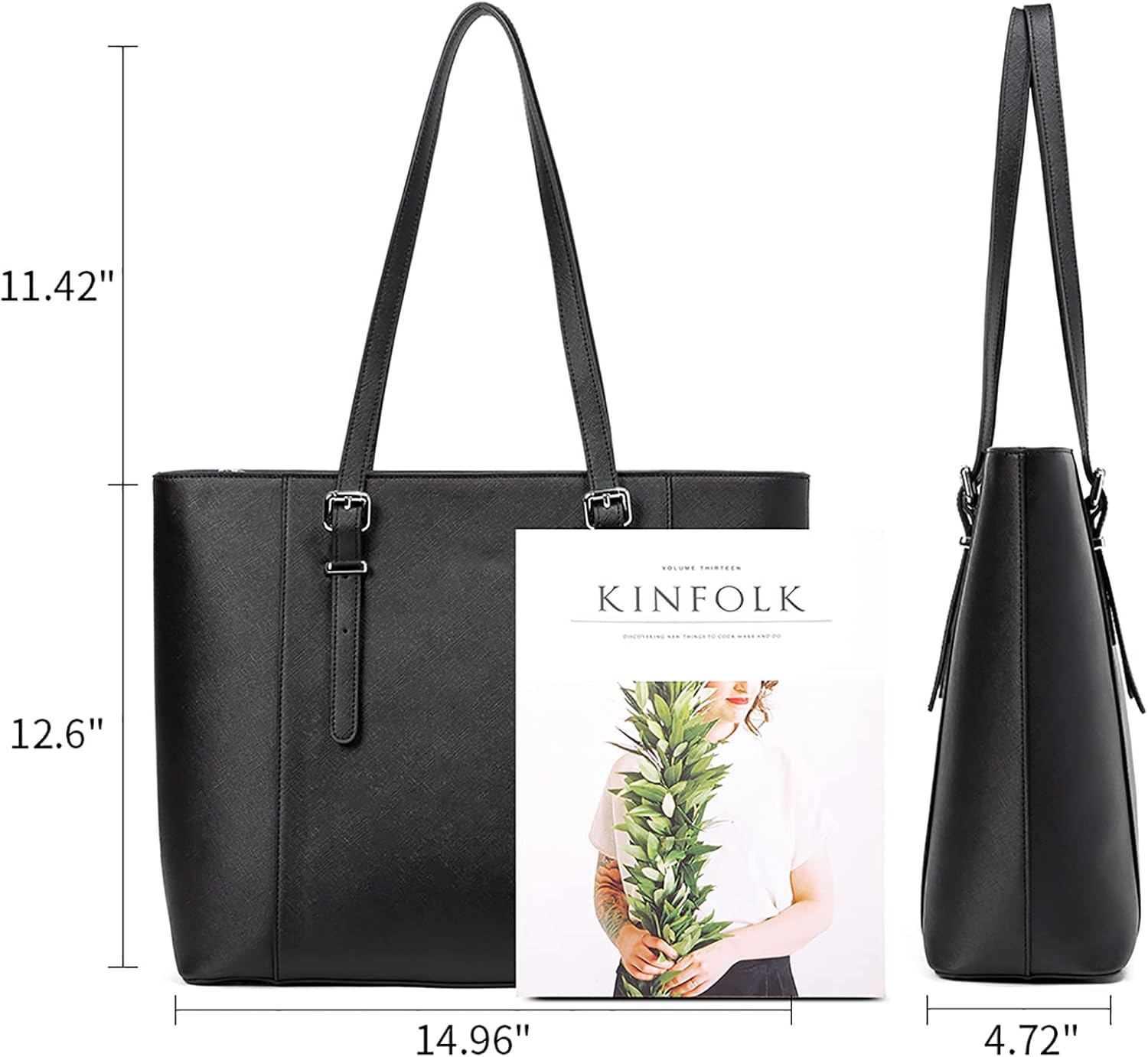 Telena Laptop Tote Bag for Women, 15.6 Inch Shoulder Tote Bag Leather Briefcase for Women, Large