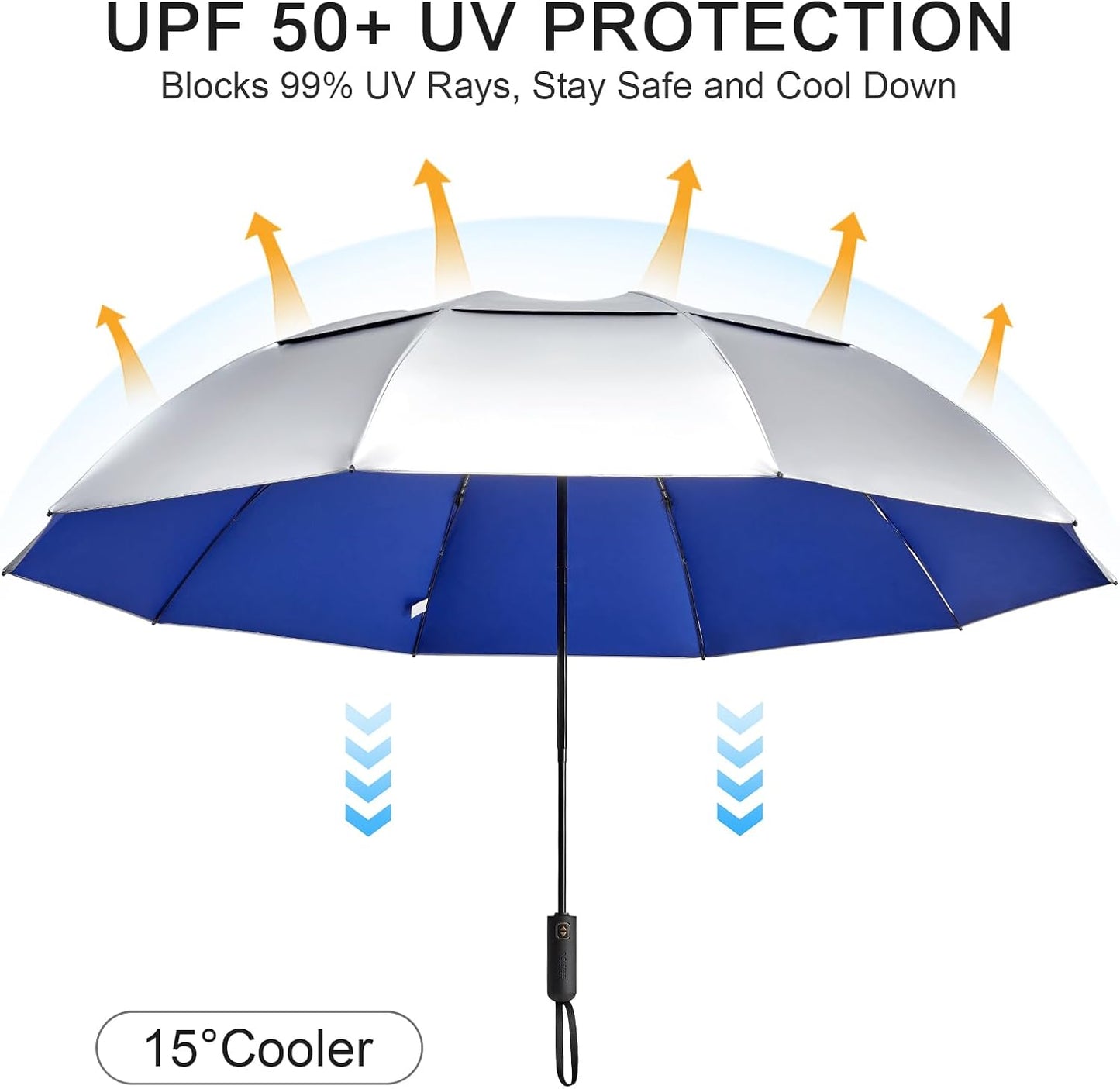 G4Free 42/46/54/62 Inch Large Golf Umbrella Compact Reverse Travel Umbrella 10 Ribs Windproof for Rain Double Canopy Automatic Open Close