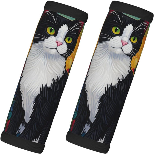 Black And White Cat Roses Luggage Handles Wrap Grips For Suitcases Luggage Travel Accessories For Airplane 2pcs