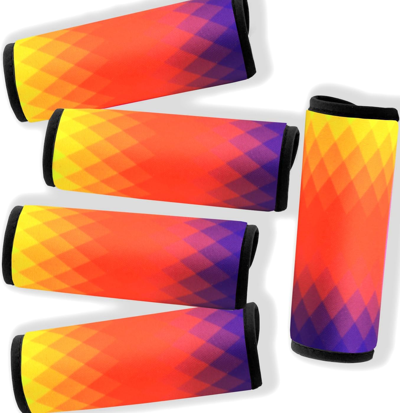 5 Pack Neoprene Luggage Handle Wraps Bright Luggage Tags/Identifiers/Marker/Grips Travel Accessories for Airplane/Flying/Luggage (Check(Orange))
