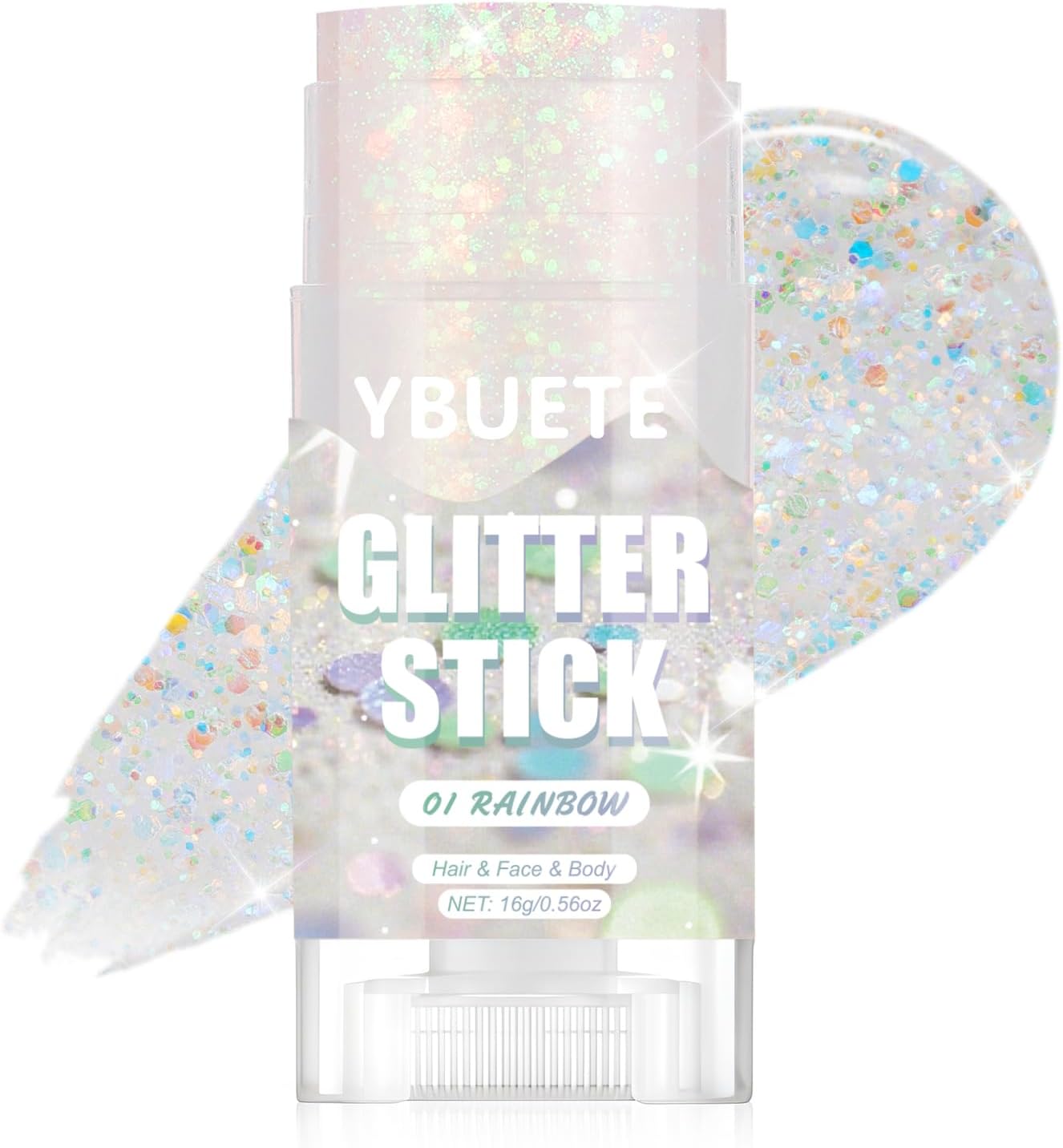 Rainbow Face and Body Glitter Stick for Sparkling Makeup, Hair Glitter Accessories for Women, Highlighting Stick for Fairy Dust Makeup, Cheerful Face Glitter for Festive Parties and Carnivals