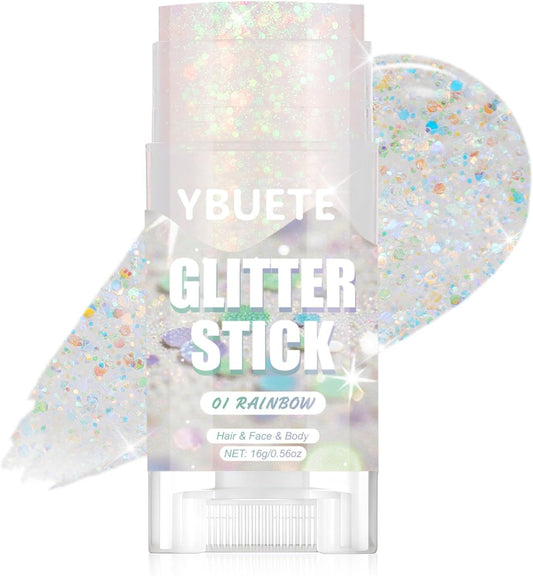 Rainbow Face and Body Glitter Stick for Sparkling Makeup, Hair Glitter Accessories for Women, Highlighting Stick for Fairy Dust Makeup, Cheerful Face Glitter for Festive Parties and Carnivals