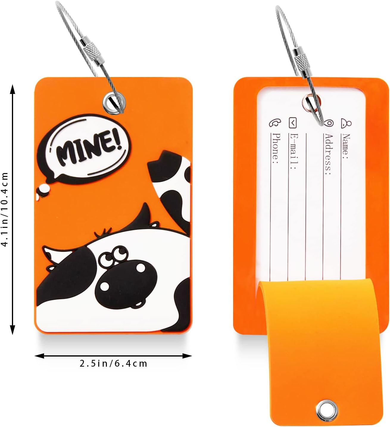 1pcs 2303 Bright Silicone Luggage tag (Orange)