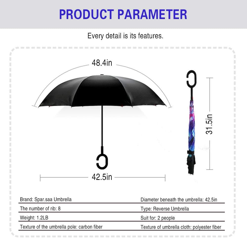SIEPASA 49/56 Inch Inverted Reverse Upside Down Umbrella, Extra Large Double Canopy Vented Windproof Waterproof Stick Golf Umbrellas with C-shape Handle.