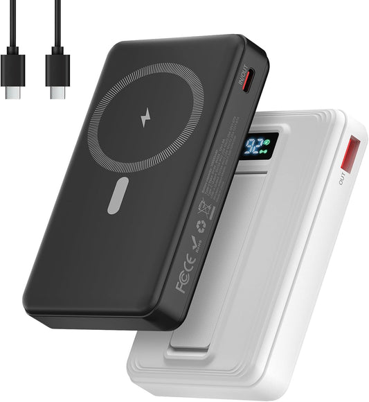 Magnetic Portable Charger, 10000mAh Wireless Power Bank with Stand and USB C in/Out LED Display, Battery Pack for iPhone 16/15/14/13/12/Pro/Mini/Pro Max