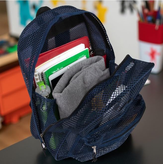 Summit Ridge Mesh Backpacks for Kids, Adults, School, Beach, and Travel, Colorful Transparent Mesh Backpacks with Padded Straps Large