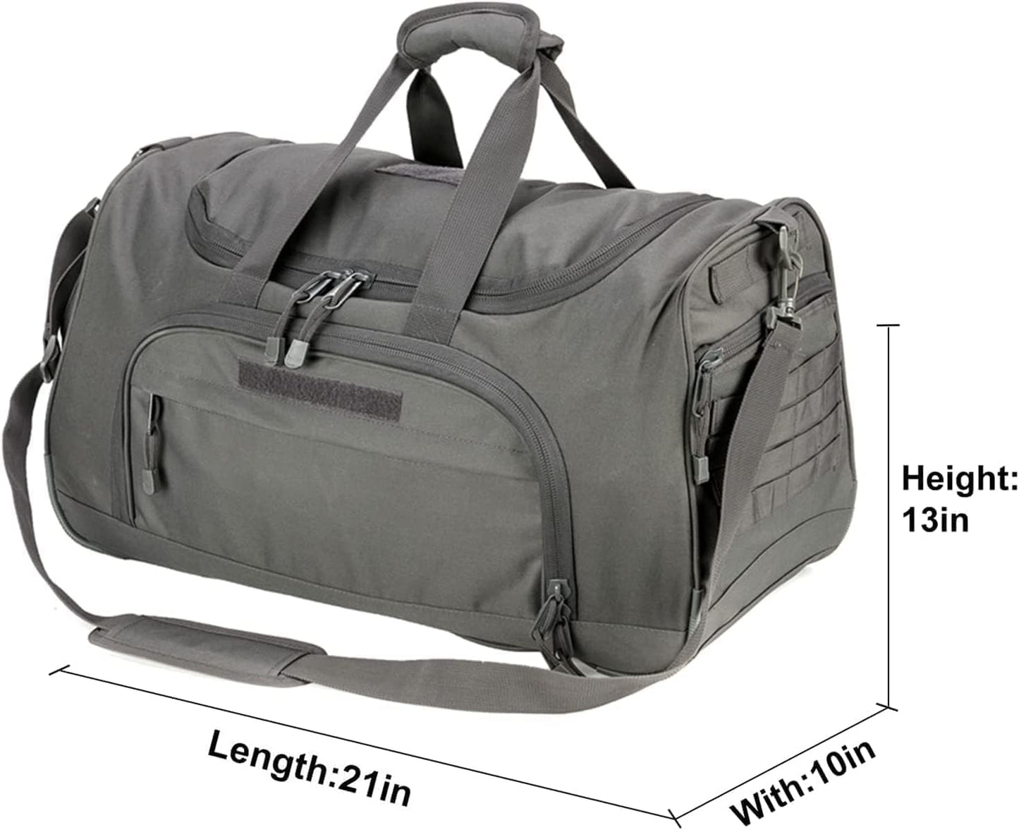 HYKING Gym Bag for Women & Men Tactical Duffle Military Weekender Work Out Lightweight Waterproof Sports Tote Shoe Pocket Gray