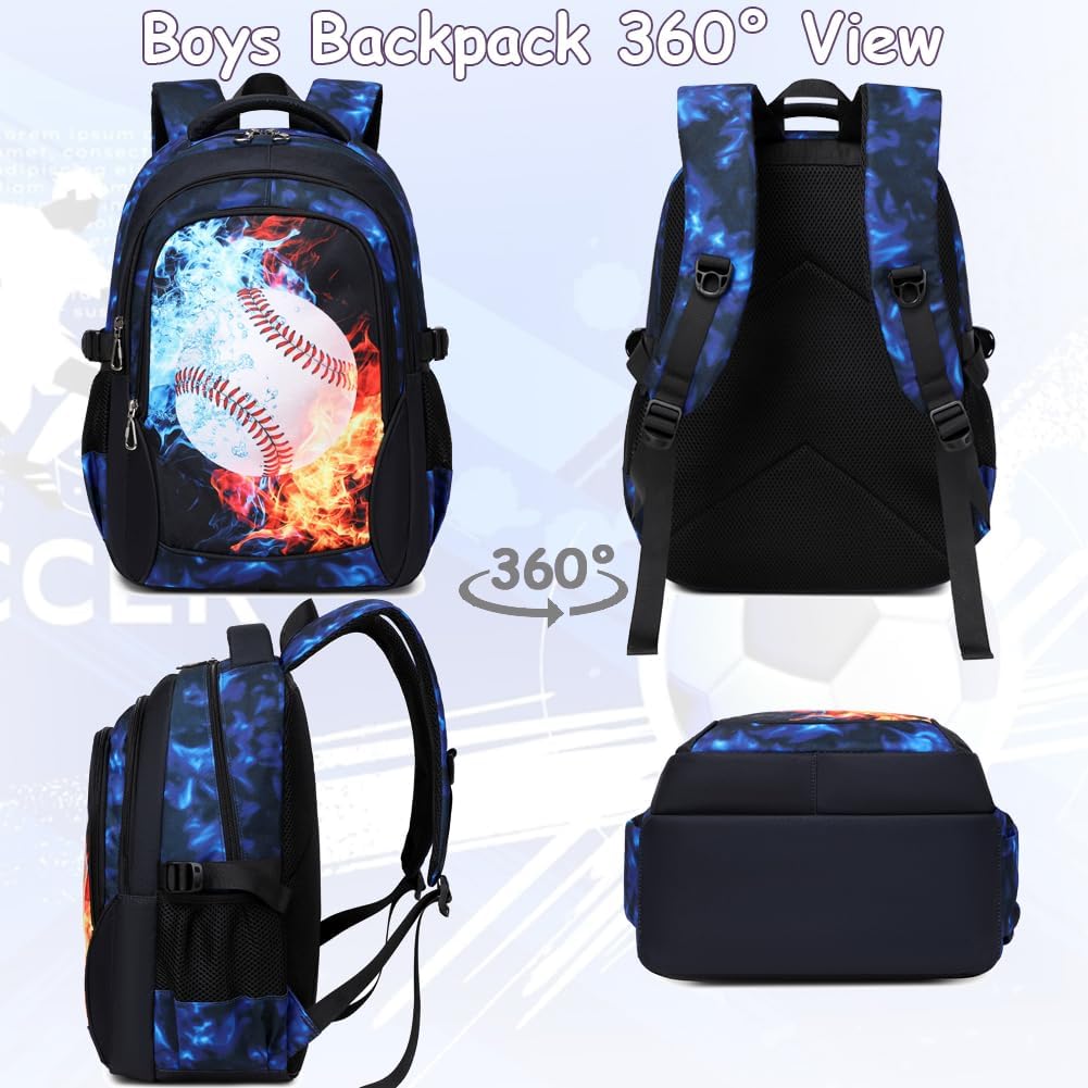 Meisohua Backpack for Boys Elementary Middle School Bags for Boy Kids Bookbags Teenager Casual Daypack Water Resistant Baseball Backpack