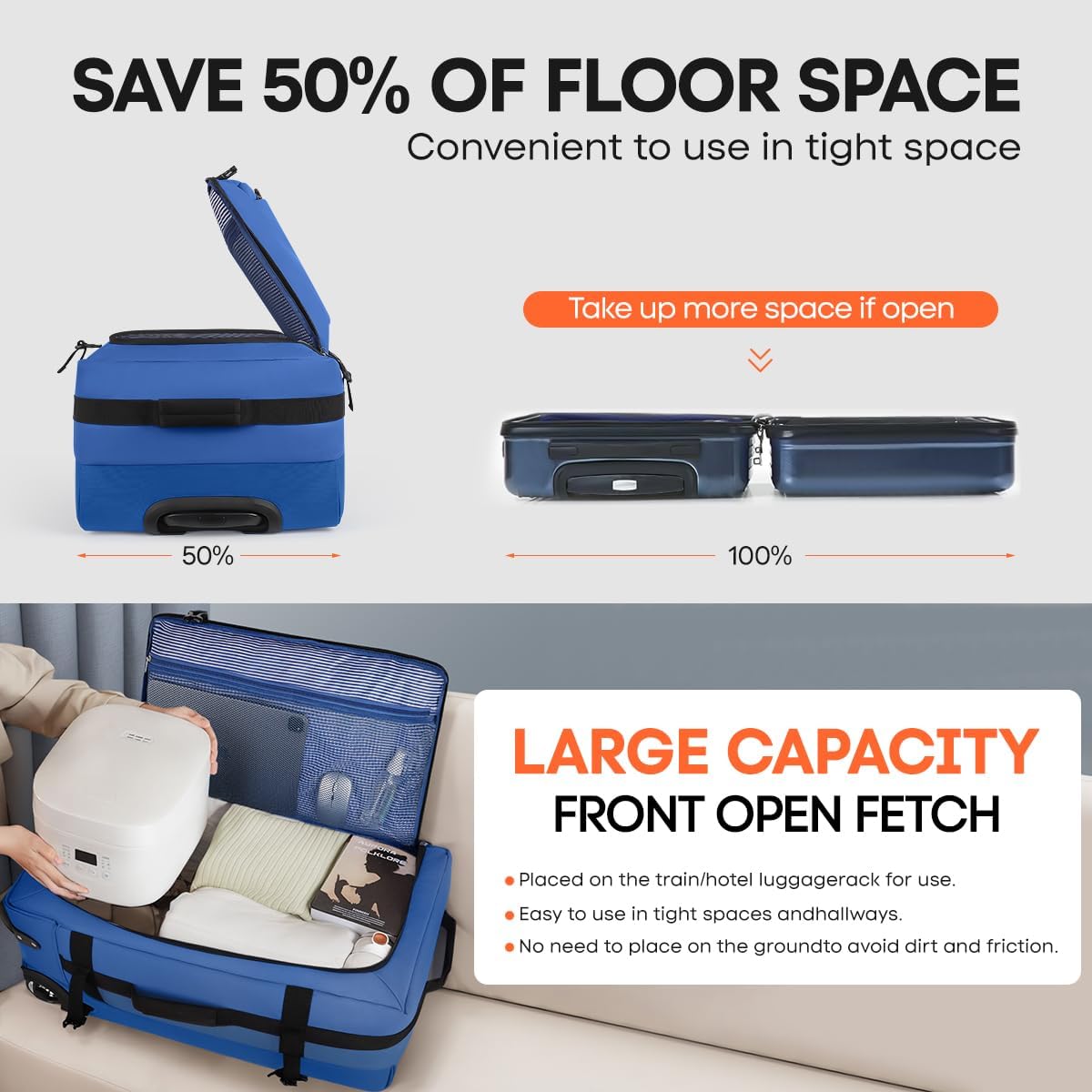 （20''/26''/30''）3-Piece Set,Luggage Sets 3 Piece,Rolling Duffle Bag w/Handle,Carry on Luggage Travel Duffle Bags for Man Women# Blue