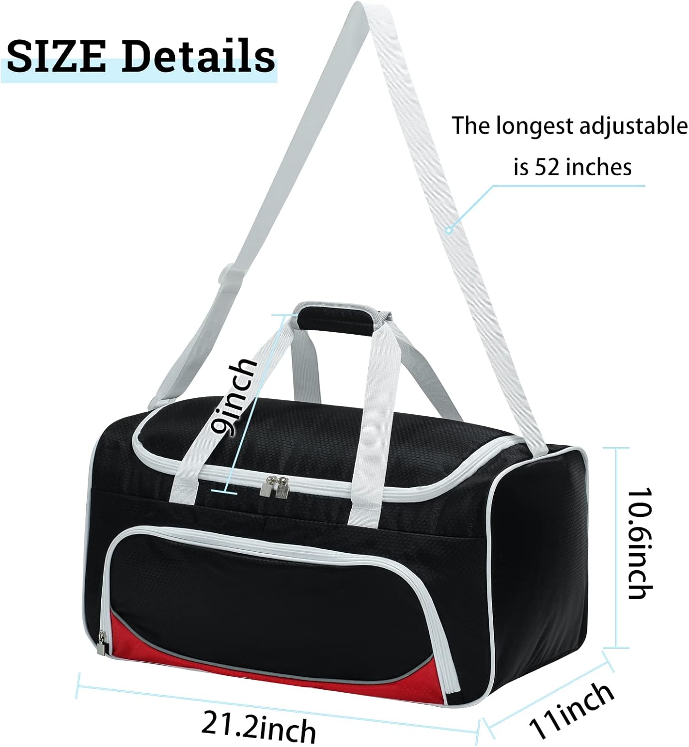 Mens Gym Bag 21 inch Large Overnight Weekender Duffle Bag for Travel Sport-White/Black