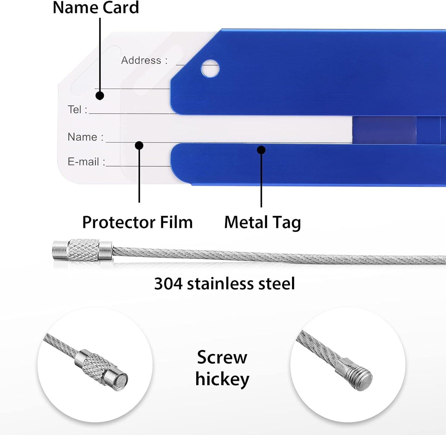 Weewooday 22 Pcs Luggage Tags Business Card Holder Aluminum Metal Travel ID Bag Tag for Suitcases Travel Luggage Baggage Identifier (Blue)
