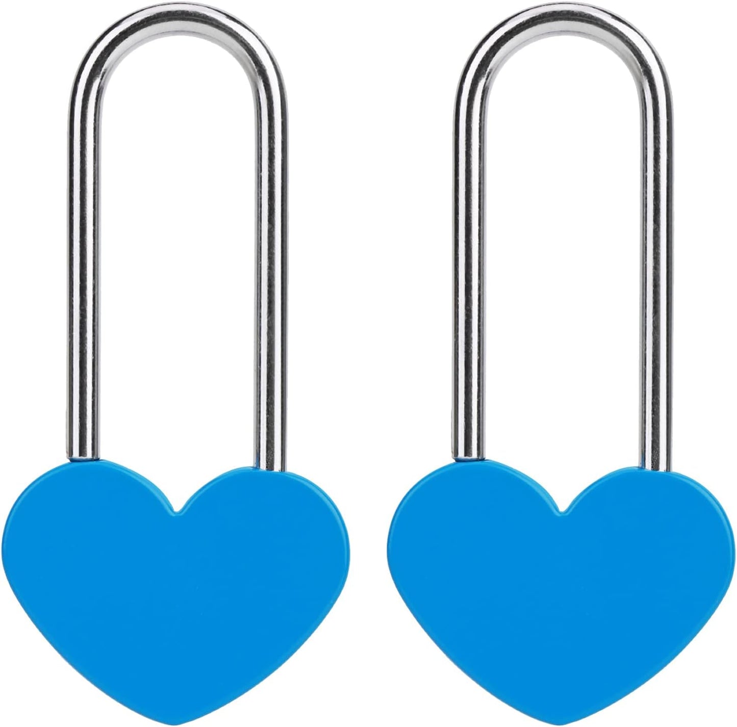 2 PCS Love Lock Heart Padlock,Blue Single Heart Wish Lock for Lovers Wedding, Valentines, Anniversary, Travel, Valentine's Day(No Key)