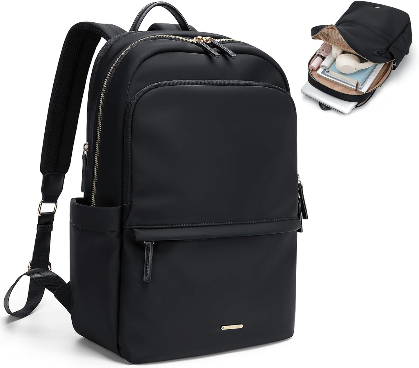 GOLF SUPAGS Women Laptop Backpack Casual Daypack for Work Travel College Backpack Purse Fits 14 Inch Notebook (Black)