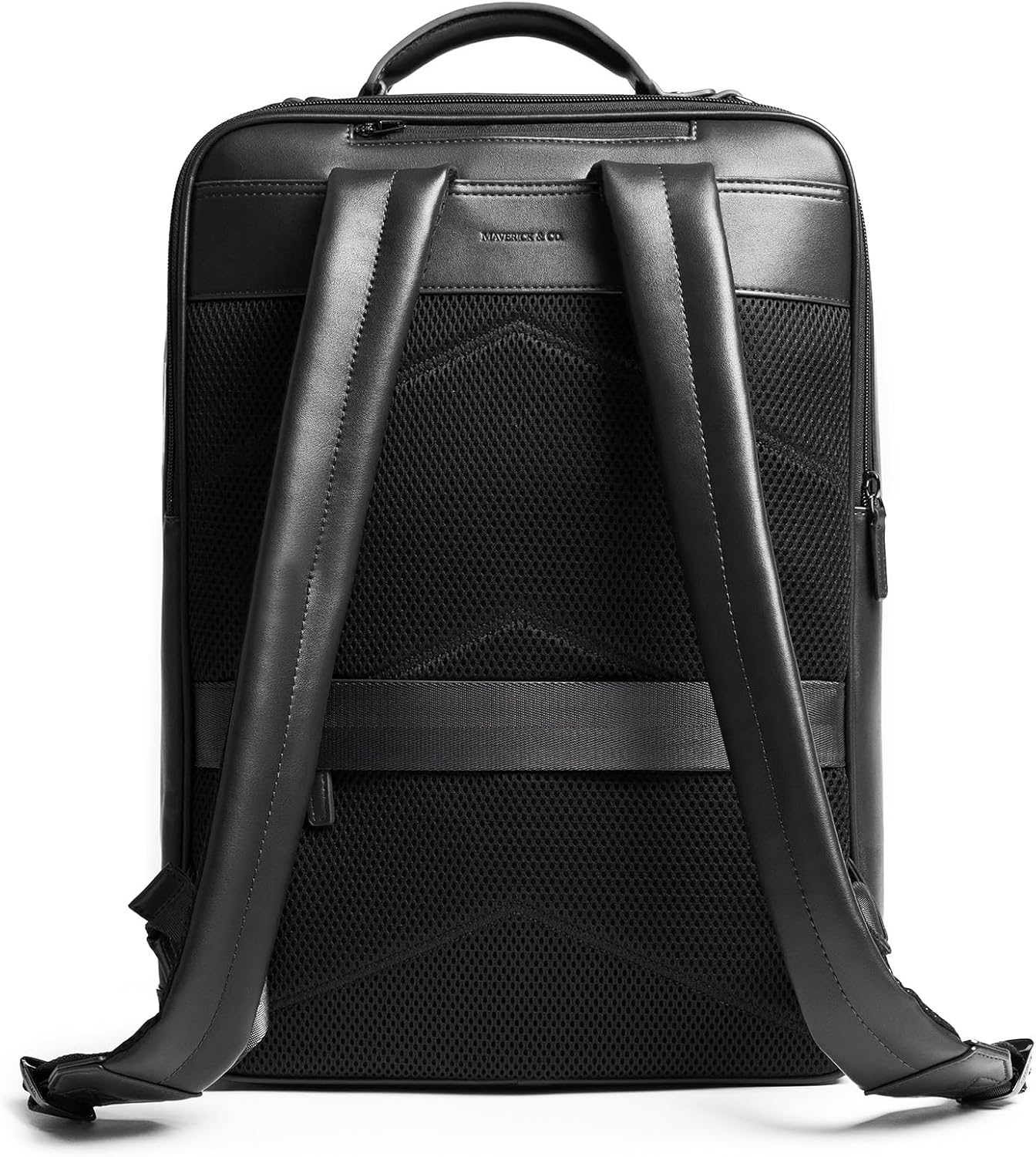 Maverick & Co. Windsor Men’s Leather Laptop Backpack – Work, Travel, Tech, Business, Nylon, Stylish College Daypack (Black)