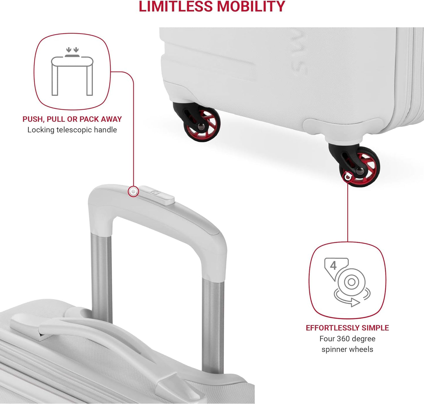 SwissGear 7366 Hardside Expandable Luggage with Spinner Wheels, White, Carry-On 19-Inch