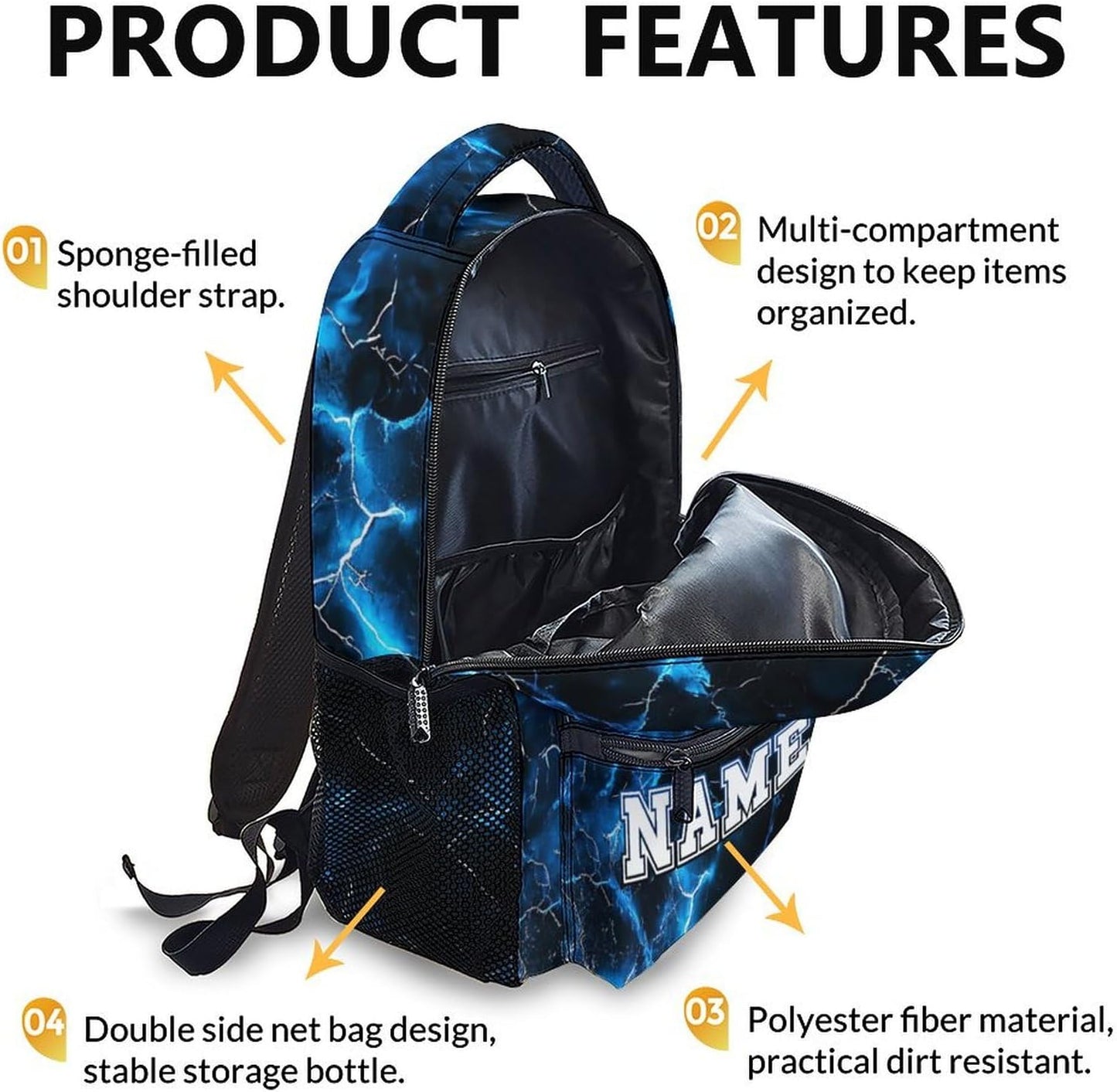 Kids Backpack, Custom Gamer Bookbag, 17 Inches Blue Boys Utility Schoolbag for Teen Boys 6-8, Cool