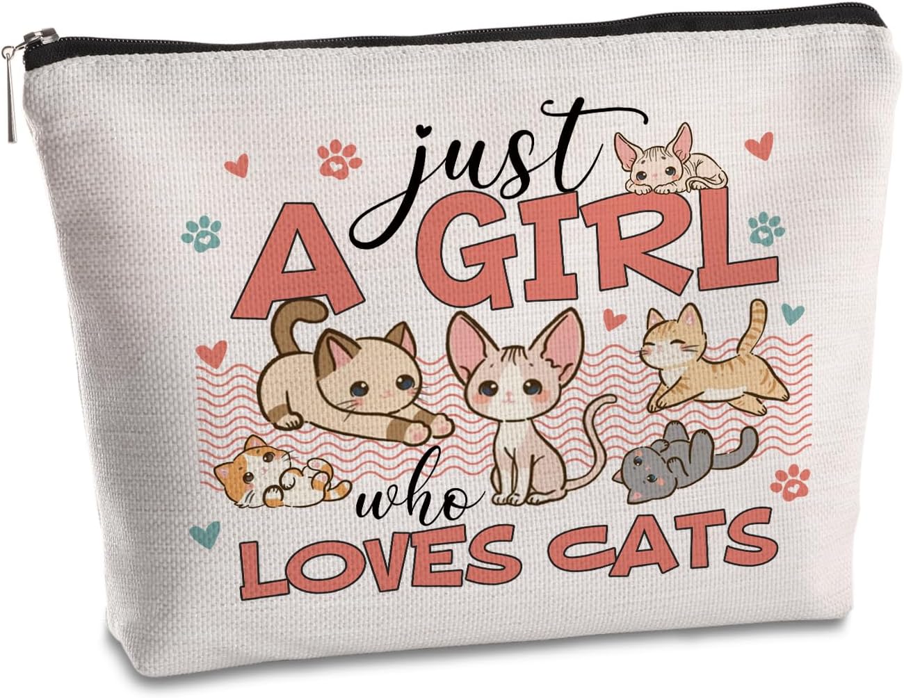 Gifts for Cat Lovers Makeup Bag Cute Cats Themed Birthday Gifts for Daughter Sister Friend Travel Cosmetic Bag Cat Mom Gift for Women Christmas Decorations Zipper Pouch