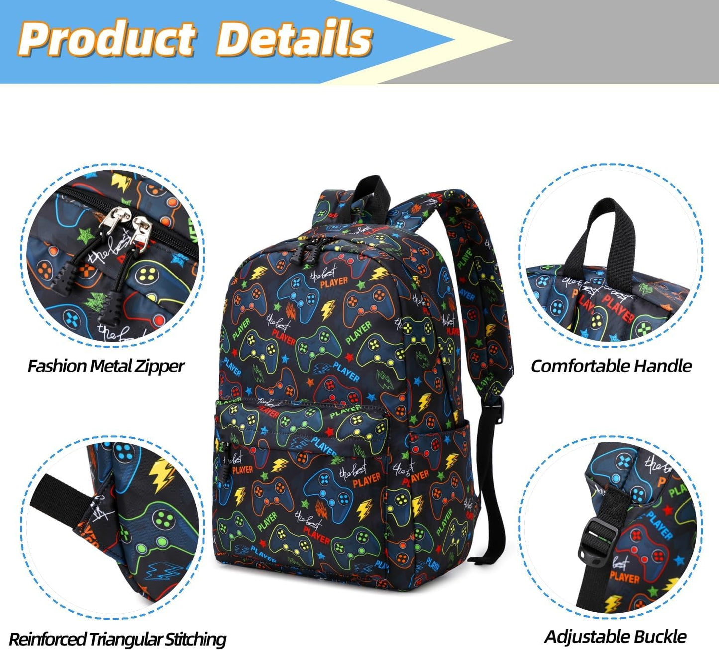 Backpack For Boy Elementary School Bookbag Durable Kid's Backpack Lightweight Travel Daypack (Black)