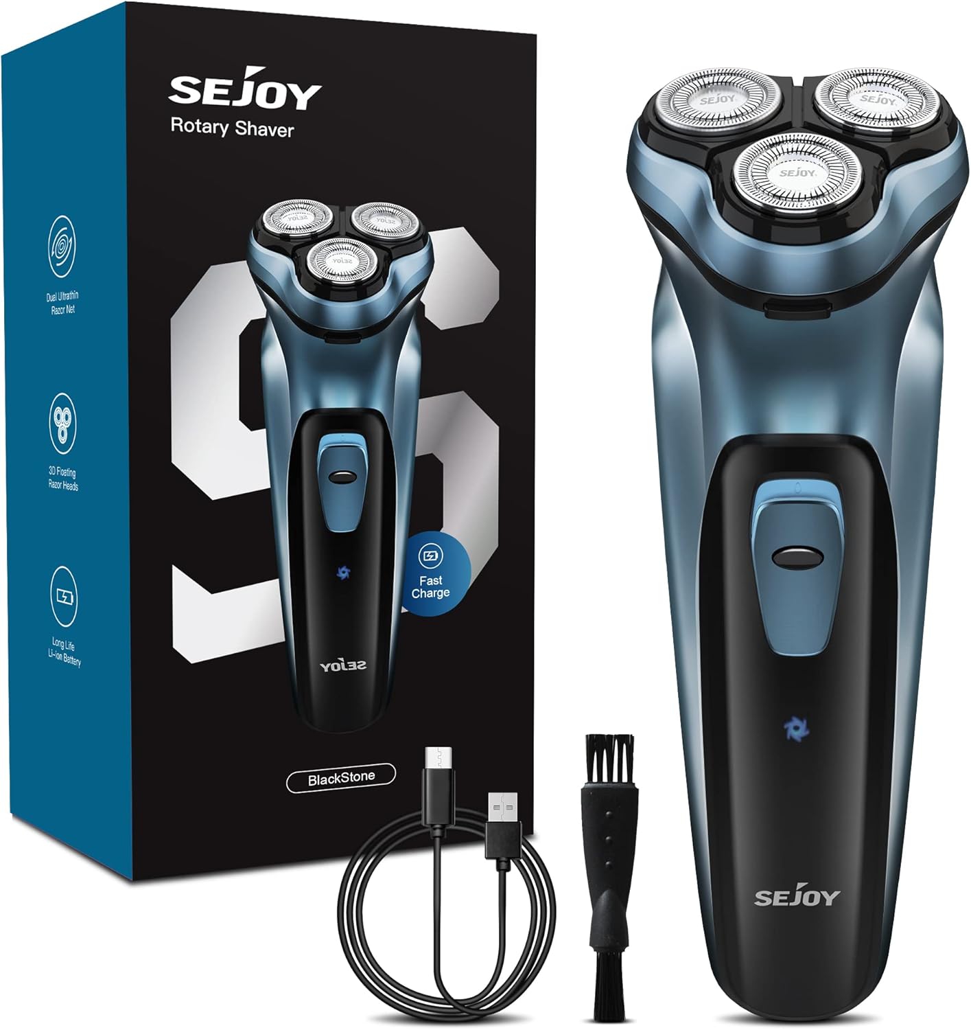Sejoy Electric Razor for Men, Mens Electric Shavers, Rechargeable Electric Razor Shaving Machines, with Pop-up Trimmer, 1 Hour Fast Charging, 3D Floating Head, LCD Power Indicator