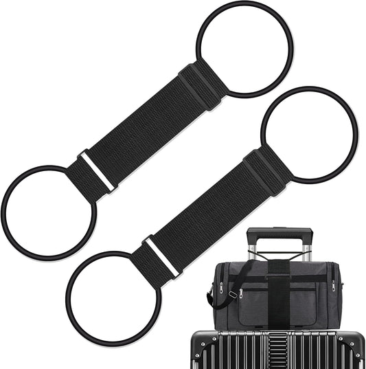 2Pcs Luggage Straps Bag Bungee Luggage Straps Suitcase Adjustable Belt，Add a Bag Easy to Travel Suitcase Elastic Strap Belt Luggage Accessories(Black-2Pcs)