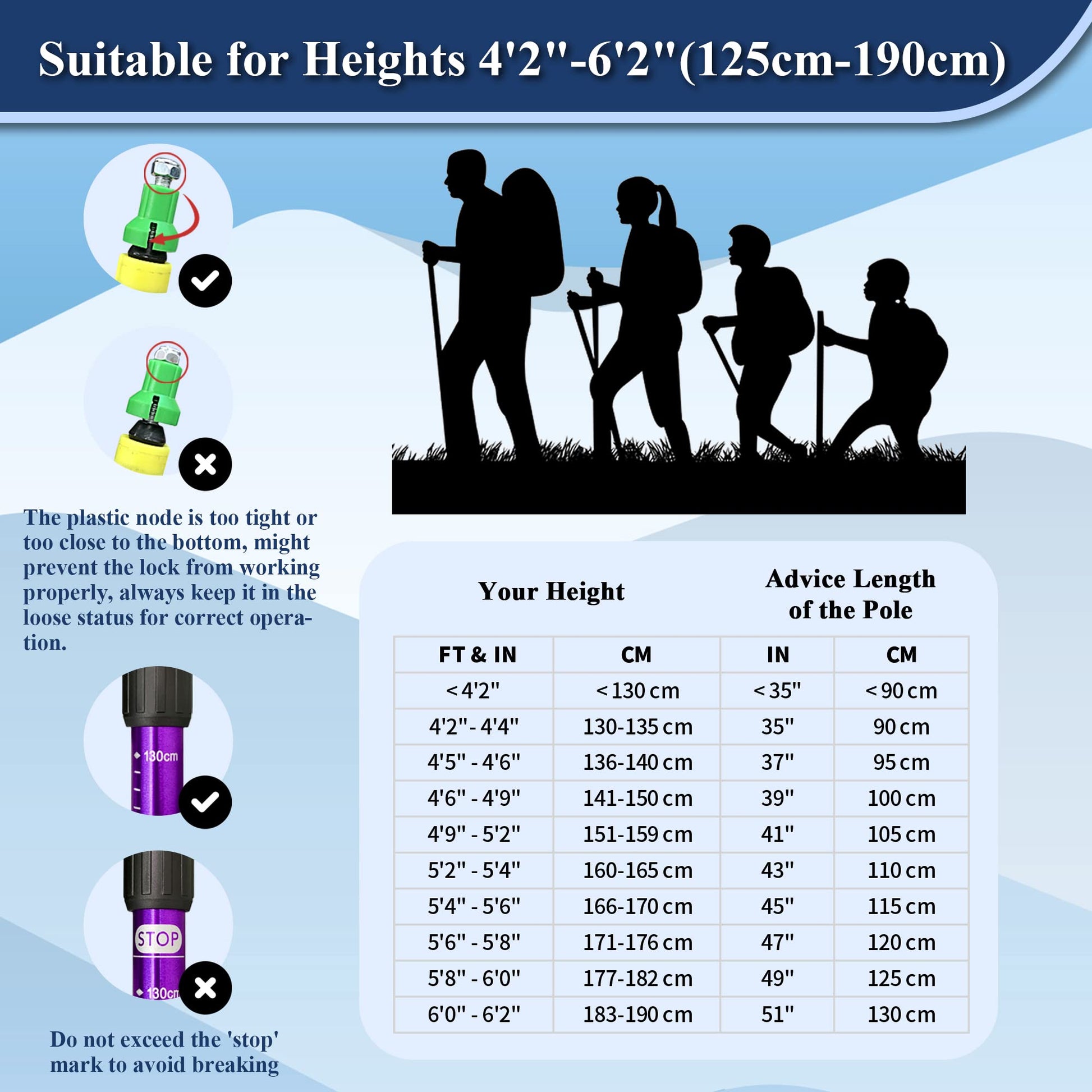 Telescopic Trekking Poles for Hiking, Anti-Shock Nordic Walking Sticks