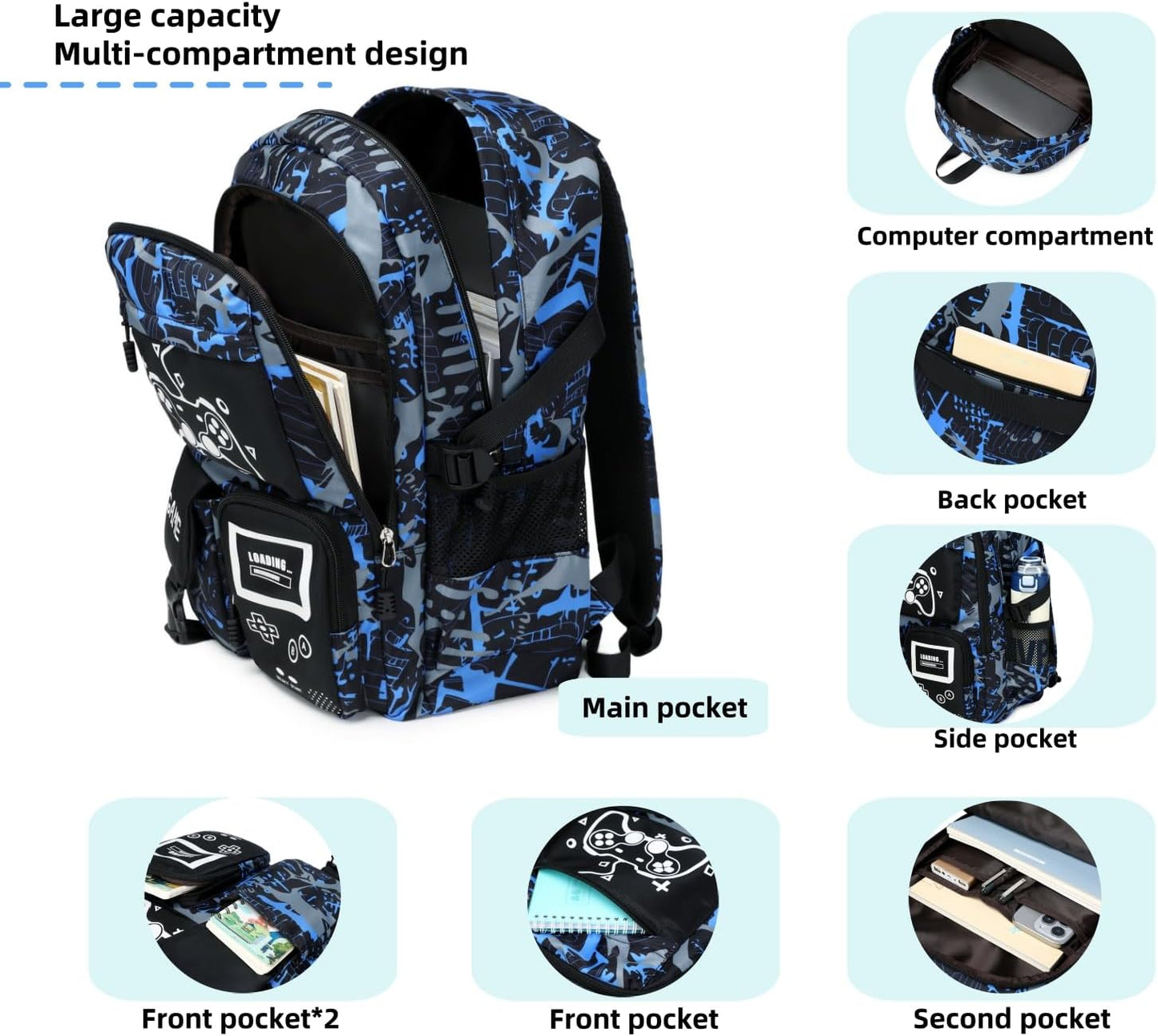Boys School Backpack Kids Bookbag Elementary Middle Durable Waterproof Bags