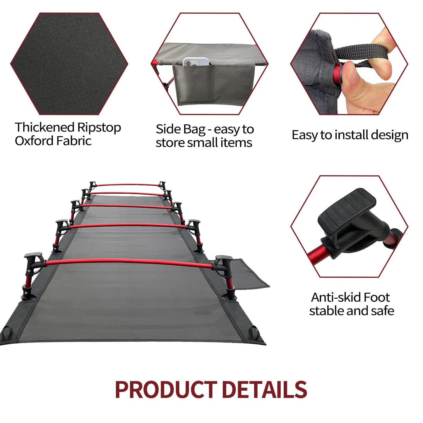 Sutekus Portable Camping Cot Sleeping Cot Ultralight Backpacking Cot Bed for Outdoor Hiking Travel