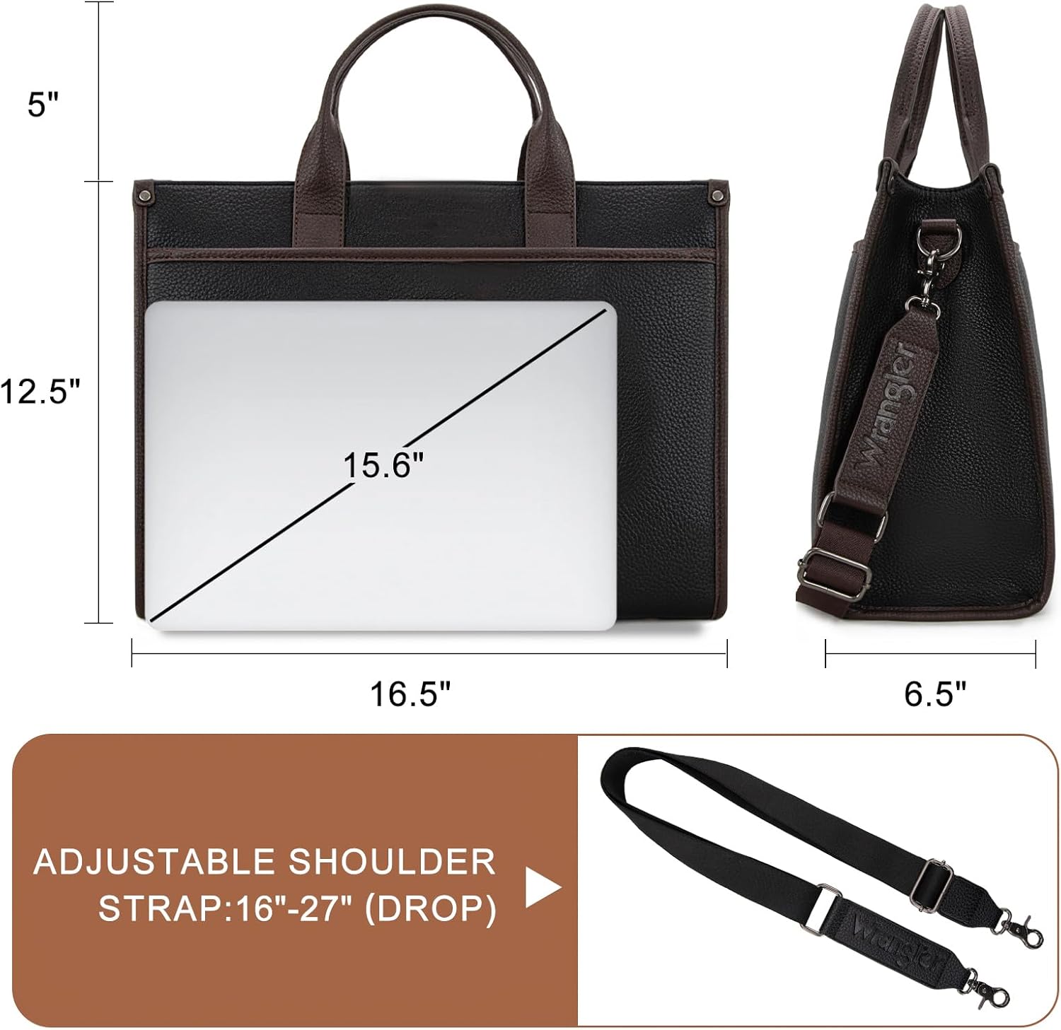 Wrangler Laptop Bag for Women 15.6 Inch Vintage Work Tote Bag for Business Briefcase Handbag with