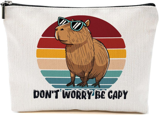 Funny Capybara Makeup Bag, Capybara Gifts for Women, Capybara Lovers Cosmetic Bag Travel Organizer Bags Makeup Pouch, Capybara Stuff Animal Lovers Gifts for Girls Friend Christmas birthday Gifts