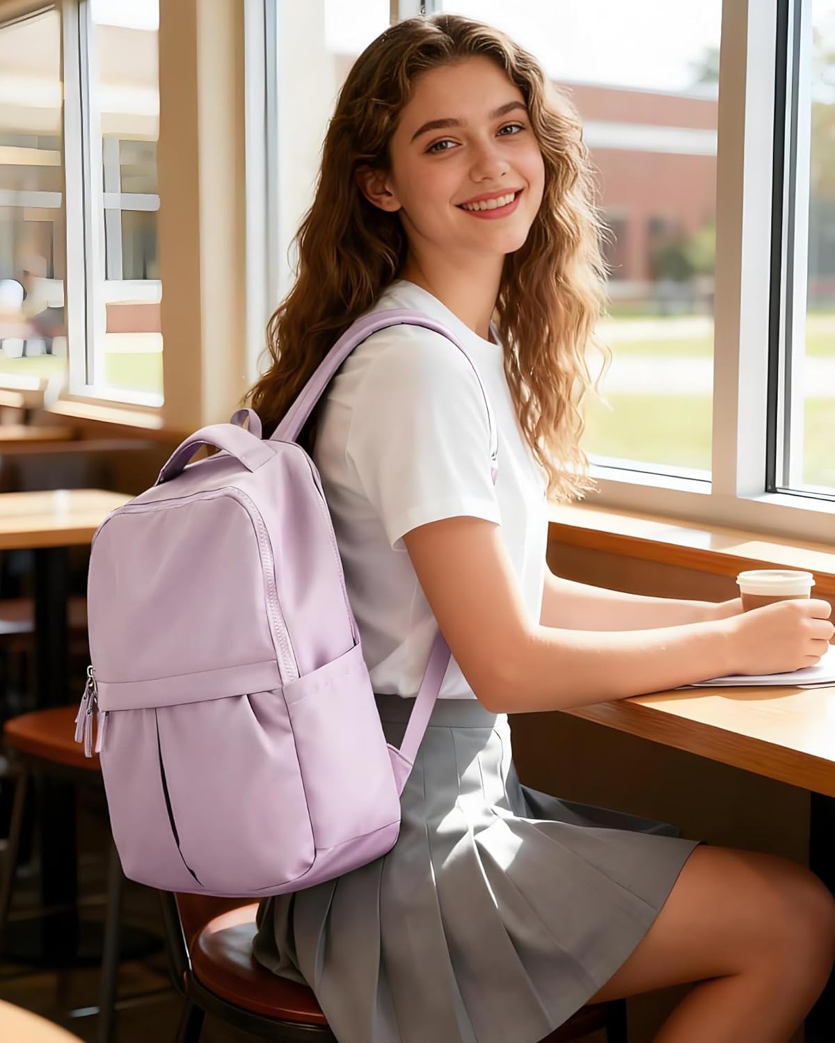 Laptop Backpack for Women Men Gym Work Backpack Casual Daypack Backpacks Small Travel Backpack for Traveling on Airplane Lightweight College Teacher Backpacks for Women Purple