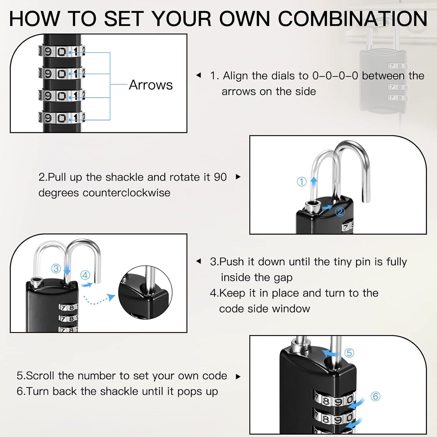 40 Pcs 4 Digit Combination Locks Combination Padlock Luggage Number Locks Outdoor Waterproof Resettable Padlock for Door Traveling School Gym Locker Suitcases Employee Hasp Storage