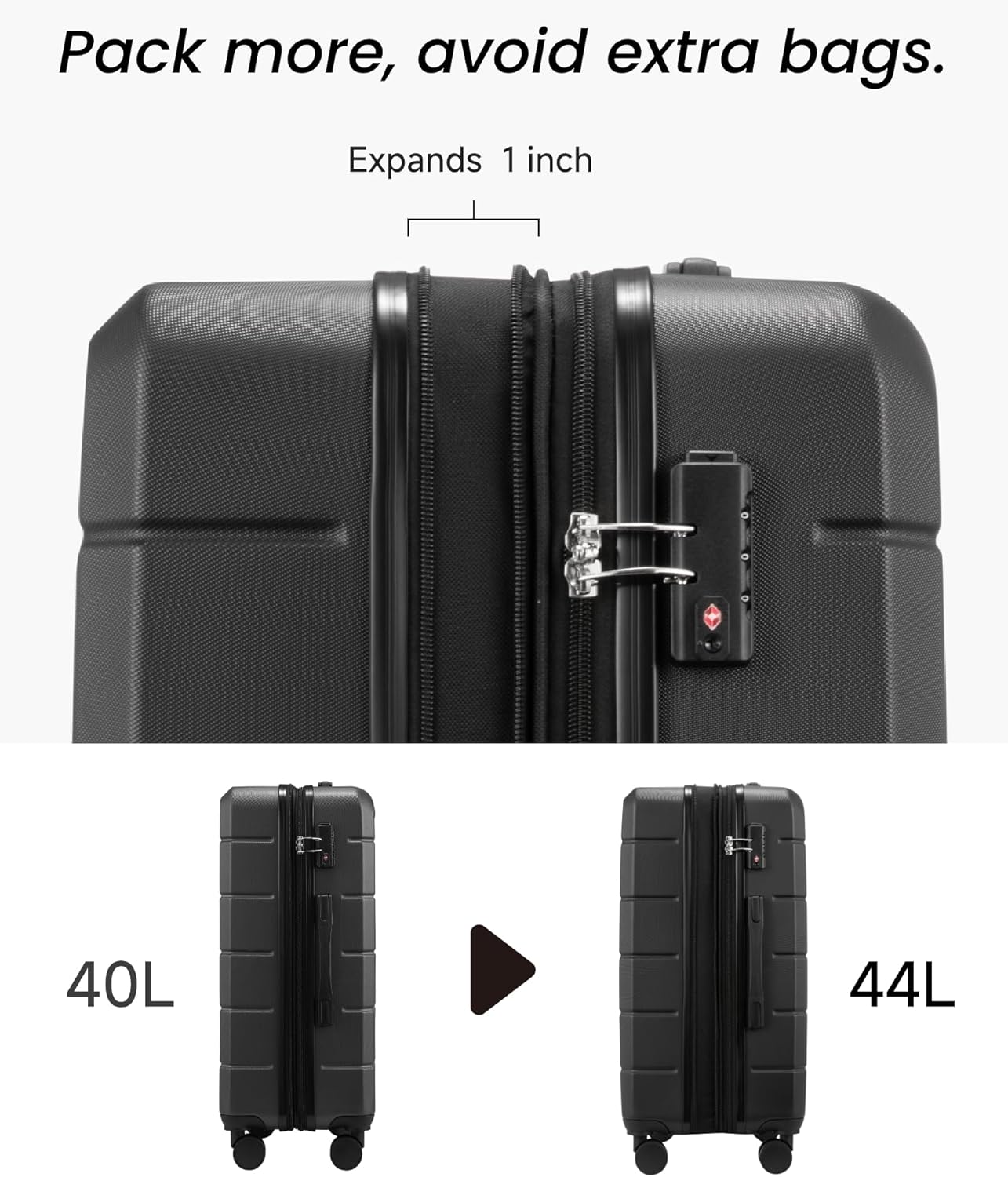 Luggage Sets 3 Piece, Expandable Hardside Suitcases with Wheels, White Brown