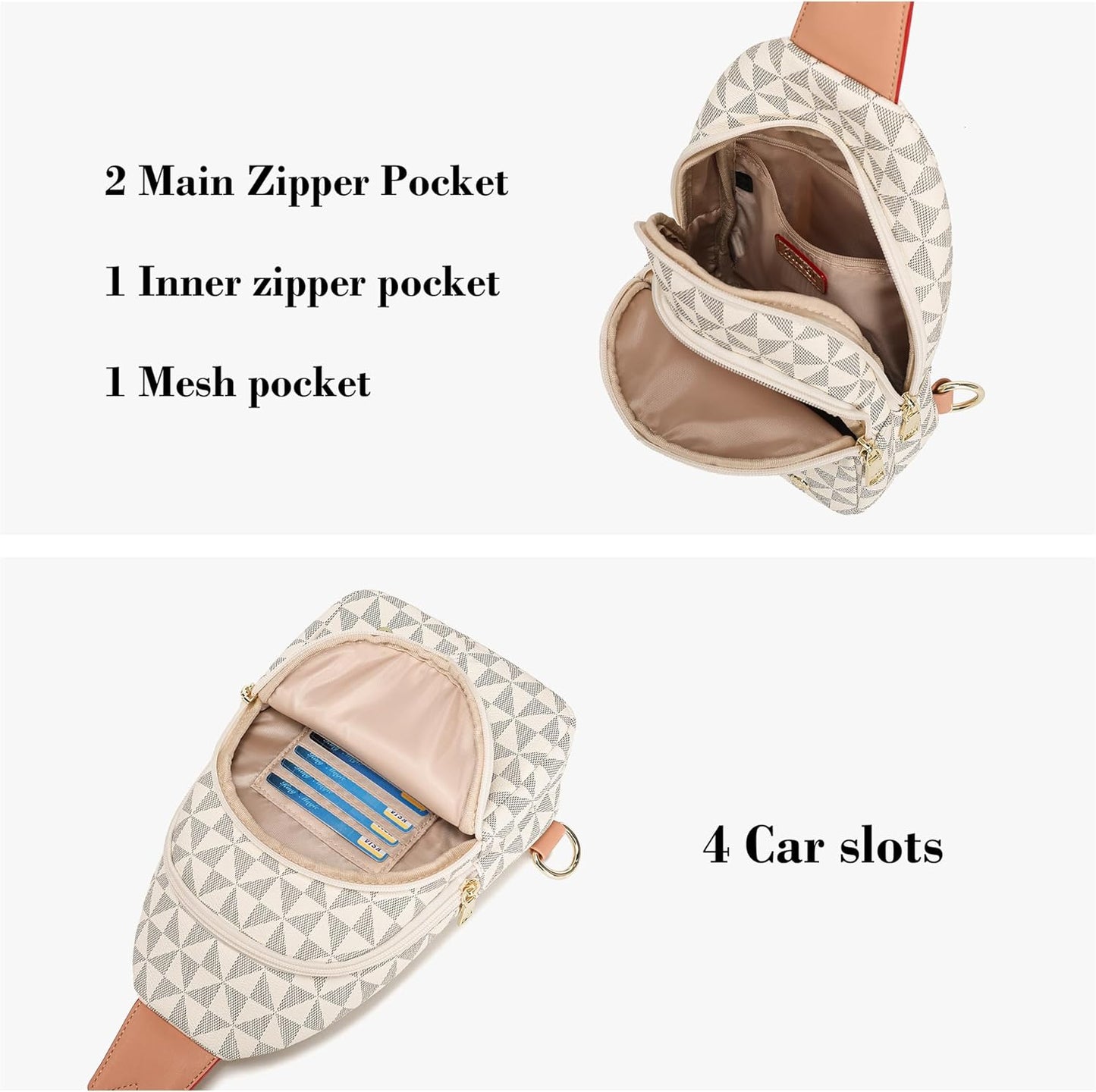 INICAT Crossbody Sling Bags Travel Cross Body Purses Faux Leather Fanny Packs Chest Bag for Women