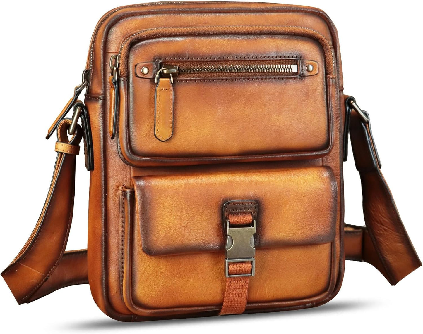IVTG Genuine Leather Purse and Messenger Bag for Men Fashion Leather Shoulder Bags Briefcase