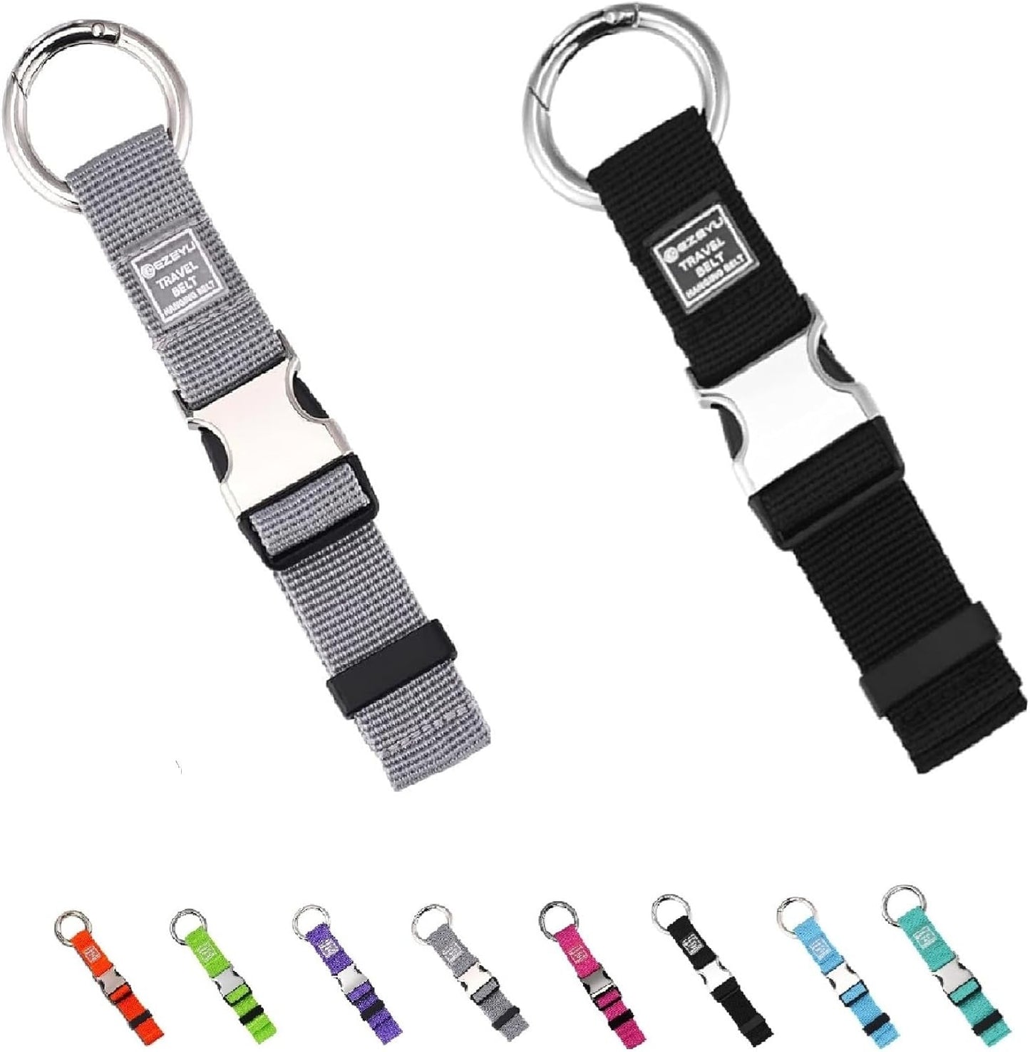 2PCS Heavy Duty Add a Bag Luggage Straps Jacket Gripper,Carry-on Luggage Belt Baggage Suitcase Straps Belts Travel Accessories (Grey+Black)