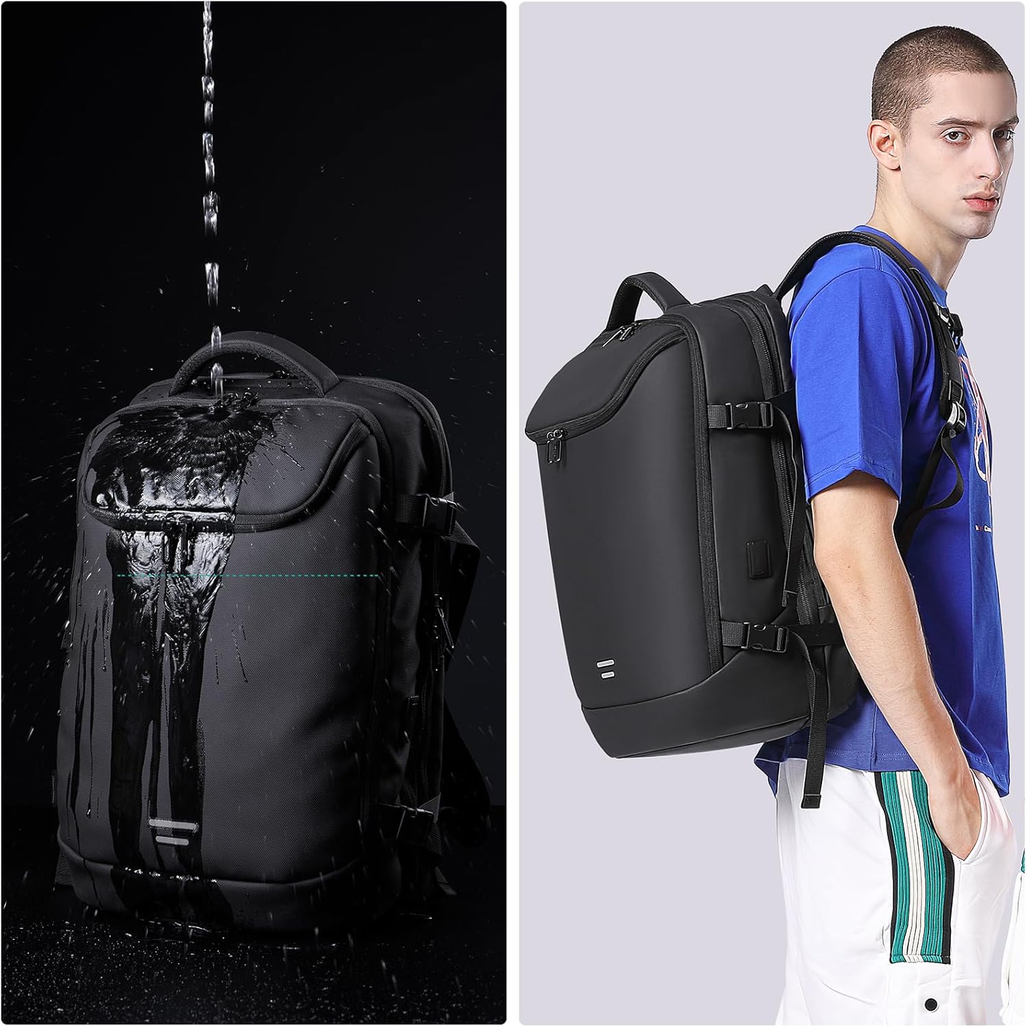 50L Carry on Travel Backpack, Expandable Airline Approved Backpacks with 3 Packing Cubes Fit 17.3