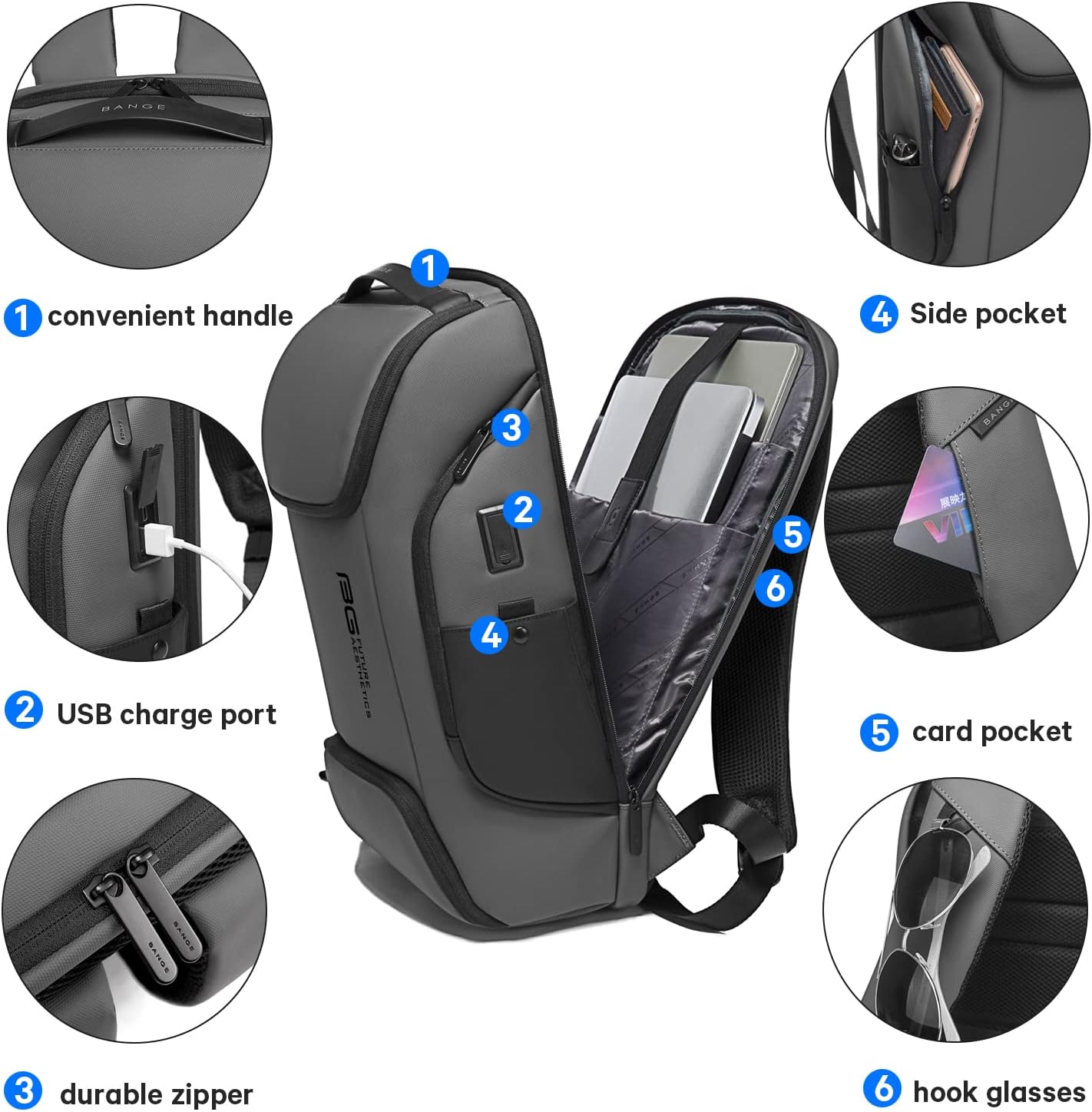 BANGE Business Laptop Smart backpack Can Hold 15.6 Inch Laptop Commute Backpack Carry on bag for