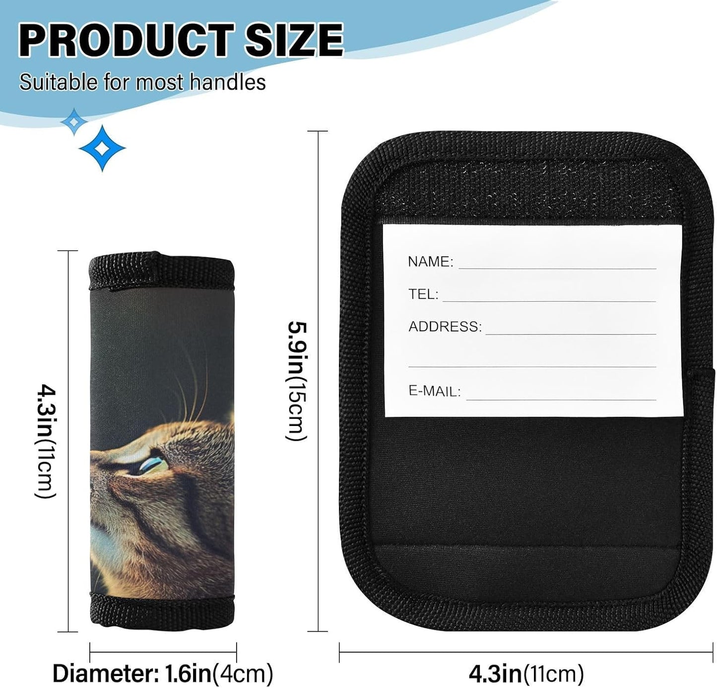 Bengal Cat Butterfly 2 Pack Luggage Handle Wraps Covers for Suitcase Identifiers Bag Tags Travel Accessories