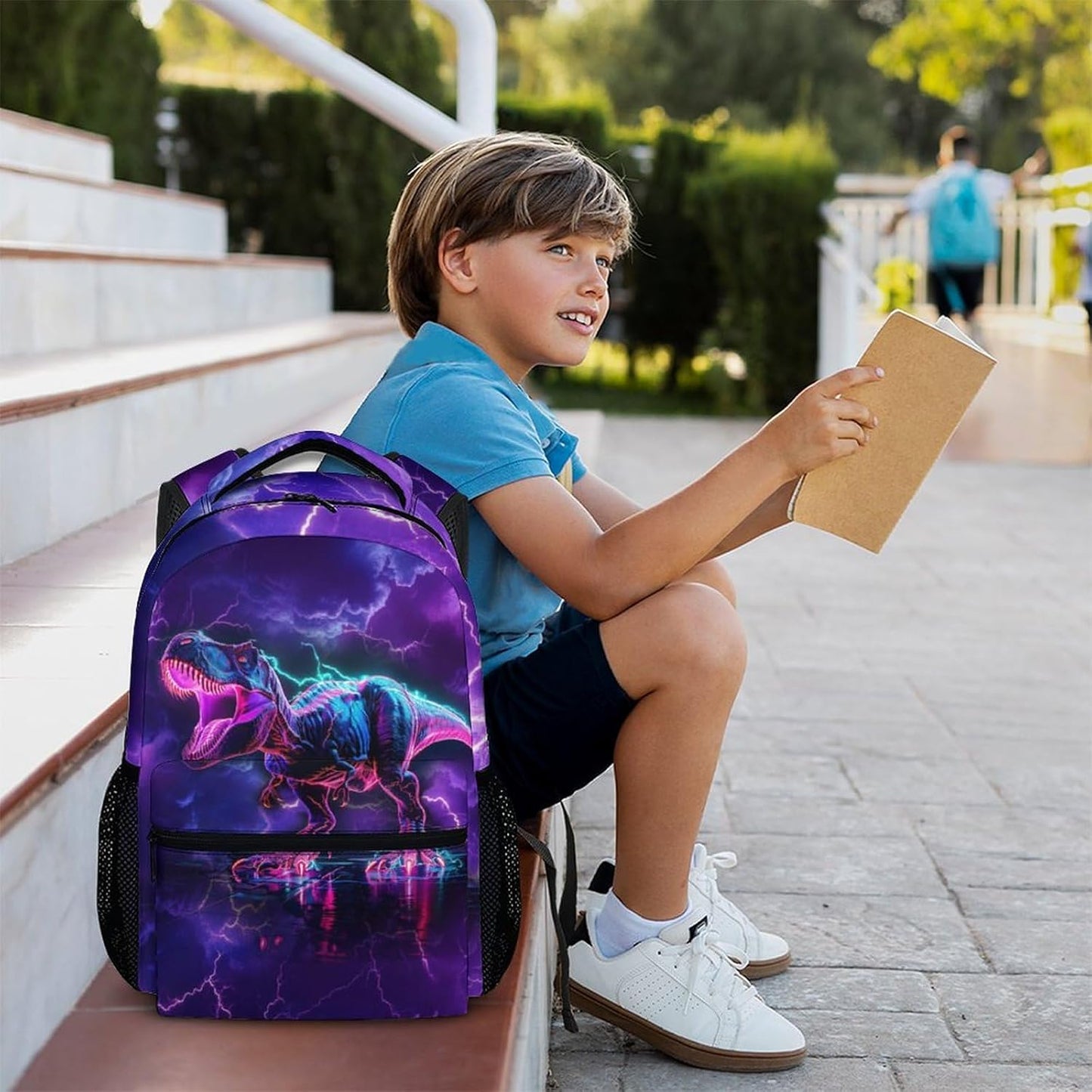 Kids Backpack, Cool Dinosaur Bookbag for Boys, Gift for Kid Back to School, 17 Inch Aesthetic
